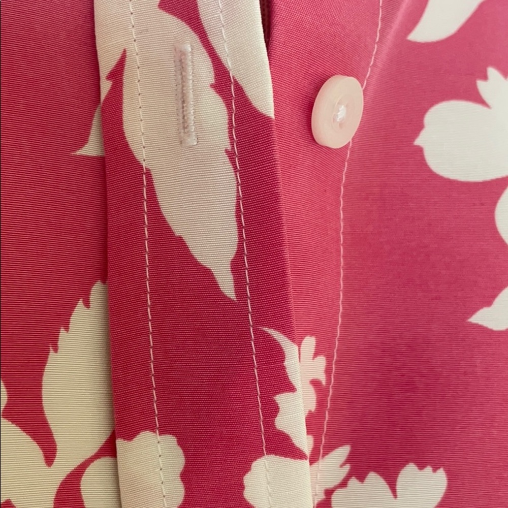 SAKS 100% shantung silk pink floral SHIRT NWOT - Picture 6 of 9